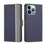 For iPhone 13 Pro Twill Texture Side Button Leather Phone Case (Blue)