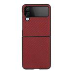 For Samsung Galaxy Z Flip4 Carbon Fiber Texture Shockproof Protective Phone Case(Red)