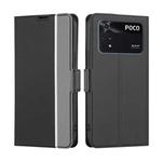 For Xiaomi Poco M4 Pro Twill Texture Side Button Leather Phone Case(Black)