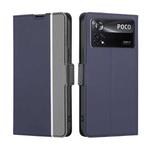 For Xiaomi Poco X4 Pro 5G Twill Texture Side Button Leather Phone Case(Blue)