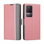 For Xiaomi Redmi K50 / K50 Pro Twill Texture Side Button Leather Phone Case(Pink)