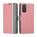 For Xiaomi Redmi Note 11 4G International Twill Texture Side Button Leather Phone Case(Pink)