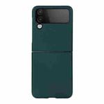 For Samsung Galaxy Z Flip4 Sheep Texture Genuine Leather Phone Case(Green)