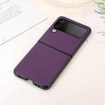 For Samsung Galaxy Z Flip4 Genuine Leather Shockproof Protective Leather Phone Case(Purple)