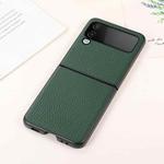 For Samsung Galaxy Z Flip4 Genuine Leather Lychee Texture Phone Case(Green)