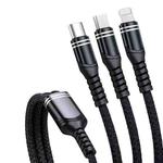 6A 66W 3 in 1 USB to 8 Pin + Micro USB + USB-C / Type-CFast Charging Braided Data Cable(Black)