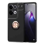 For OPPO Reno8 Pro+ Metal Ring Holder 360 Degree Rotating TPU Phone Case(Black+Rose Gold)