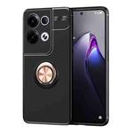 For OPPO Reno8 Pro Metal Ring Holder 360 Degree Rotating TPU Phone Case(Black+Rose Gold)