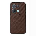 For OPPO Reno8 Carbon Fiber Texture Shockproof Protective Phone Case(Brown)