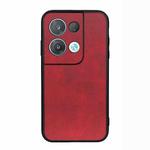 For OPPO Reno8 Pro+ Accurate Hole Two-color Calf Texture PU Phone Case(Red)