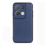 For OPPO Reno8 Pro+ Accurate Hole Lambskin Texture Genuine Leather Phone Case(Blue)