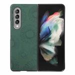 For Samsung Galaxy Z Fold4 Sunflower Pattern PU+TPU+PC Shockproof Phone Case(Green)