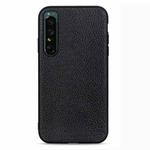 For Sony Xperia 1 IV Litchi Texture Genuine Leather Phone Case(Black)