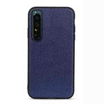 For Sony Xperia 1 IV Litchi Texture Genuine Leather Phone Case(Blue)