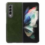 For Samsung Galaxy Z Fold4 Genuine Leather Double Color Crazy Horse Phone Case(Green)