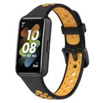 For Huawei Band 7 / 7 NFC Two-color Breathable Silicone Watch Band(Black+Yellow)