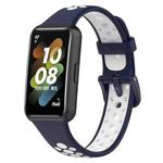 For Huawei Band 7 / 7 NFC Two-color Breathable Silicone Watch Band(Dark Blue+White)