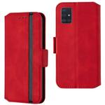 For Galaxy A71 Retro Frosted Oil Side Horizontal Flip Case with Holder & Card Slots(Red)