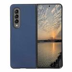 For Samsung Galaxy Z Fold4 Cross Texture PU Leather Phone Case(Blue)