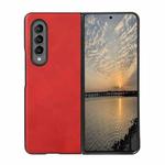 For Samsung Galaxy Z Fold4 Two-color Calf Texture Shockproof Phone Case(Red)