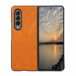 For Samsung Galaxy Z Fold4 Two-color Calf Texture Shockproof Phone Case(Brown)