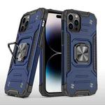 For iPhone 14 Pro Magnetic Armor TPU + PC Ring Holder Phone Case (Blue)