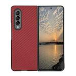 For Samsung Galaxy Z Fold4 Carbon Fiber Texture PU Leather Phone Case(Red)
