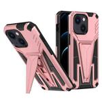 For iPhone 14 Super V Armor PC + TPU Holder Phone Case (Rose Gold)