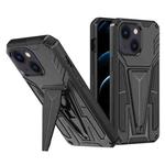 For iPhone 14 Super V Armor PC + TPU Holder Phone Case (Black)
