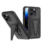 For iPhone 14 Pro Super V Armor PC + TPU Holder Phone Case (Black)