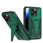 For iPhone 14 Pro Max Super V Armor PC + TPU Holder Phone Case (Green)