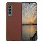 For Samsung Galaxy Z Fold4 Sheep Texture Genuine Leather Phone Case(Brown)