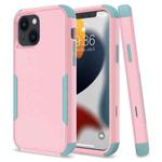 For iPhone 14 Plus Commuter Shockproof TPU + PC Phone Case  (Pink+Grey Green)
