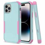 For iPhone 14 Pro Max Commuter Shockproof TPU + PC Phone Case (Grey Green+Pink)