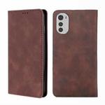 For Motorola Moto E32 4G Skin Feel Magnetic Horizontal Flip Leather Phone Case(Dark Brown)