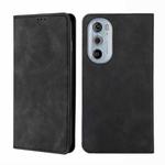 For Motorola Moto Edge+ 2022/Edge 30 Pro Skin Feel Magnetic Horizontal Flip Leather Phone Case(Black)