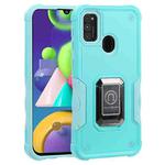 For Samsung Galaxy M21s / M30s Ring Holder Non-slip Shockproof Armor Phone Case(Mint Green)