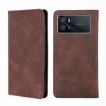 For vivo iQOO 9 5G Skin Feel Magnetic Horizontal Flip Leather Phone Case(Dark Brown)
