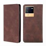 For vivo iQOO Neo6 5G Skin Feel Magnetic Horizontal Flip Leather Phone Case(Dark Brown)