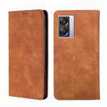 For OPPO A57 5G 2022/Realme Q5i Skin Feel Magnetic Horizontal Flip Leather Phone Case(Light Brown)