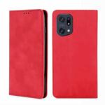 For OPPO Find X5 Pro Skin Feel Magnetic Horizontal Flip Leather Phone Case(Red)