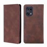 For OPPO Find X5 Pro Skin Feel Magnetic Horizontal Flip Leather Phone Case(Dark Brown)