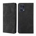 For OPPO Find X5 Pro Skin Feel Magnetic Horizontal Flip Leather Phone Case(Black)