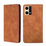 For OPPO Reno7 4G/F21 Pro 4G Skin Feel Magnetic Horizontal Flip Leather Phone Case(Light Brown)