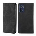 For OPPO Reno7 5G Global Skin Feel Magnetic Horizontal Flip Leather Phone Case(Black)