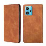For OPPO Realme 9 Pro+ Skin Feel Magnetic Horizontal Flip Leather Phone Case(Light Brown)