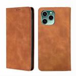 For Honor 60 SE Skin Feel Magnetic Horizontal Flip Leather Phone Case(Light Brown)