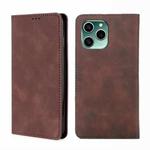 For Honor 60 SE Skin Feel Magnetic Horizontal Flip Leather Phone Case(Dark Brown)