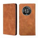 For Honor Magic4 Skin Feel Magnetic Horizontal Flip Leather Phone Case(Light Brown)