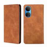 For Honor X7 4G Skin Feel Magnetic Horizontal Flip Leather Phone Case(Light Brown)
